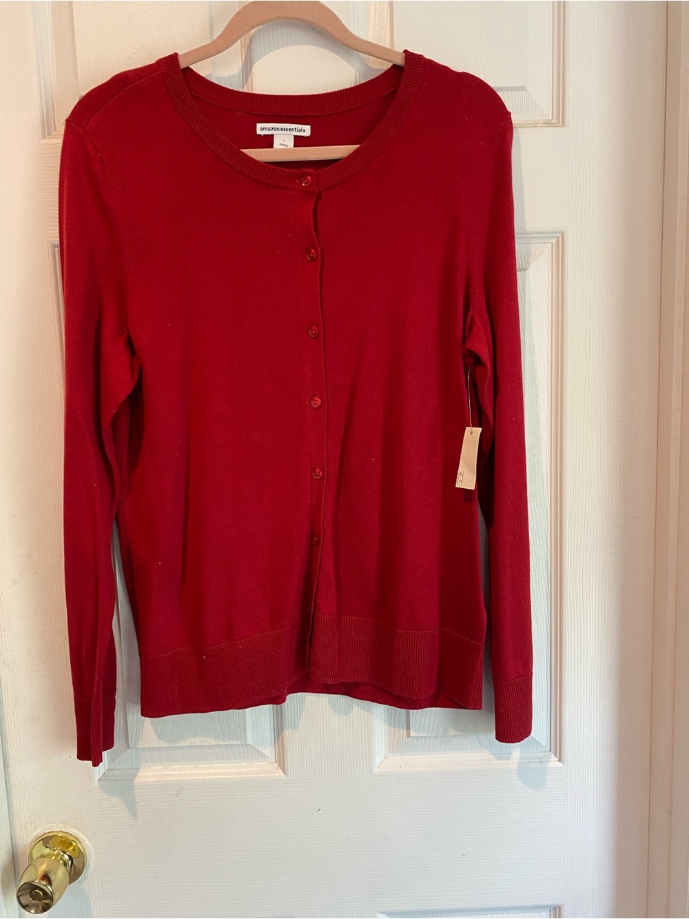 Amazon Essentials Women's Red Button-Front Cardigan - Picture 2 of 4